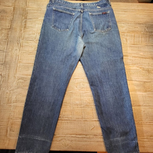 Brittania Straight Relaxed Fit Jeans Mens 38x32 Denim Button Fly Distressed - Picture 15 of 16